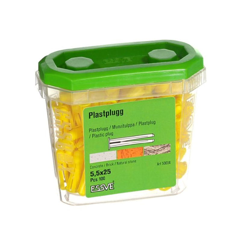 Plastplugg GUL 5,5X25 100/FRP