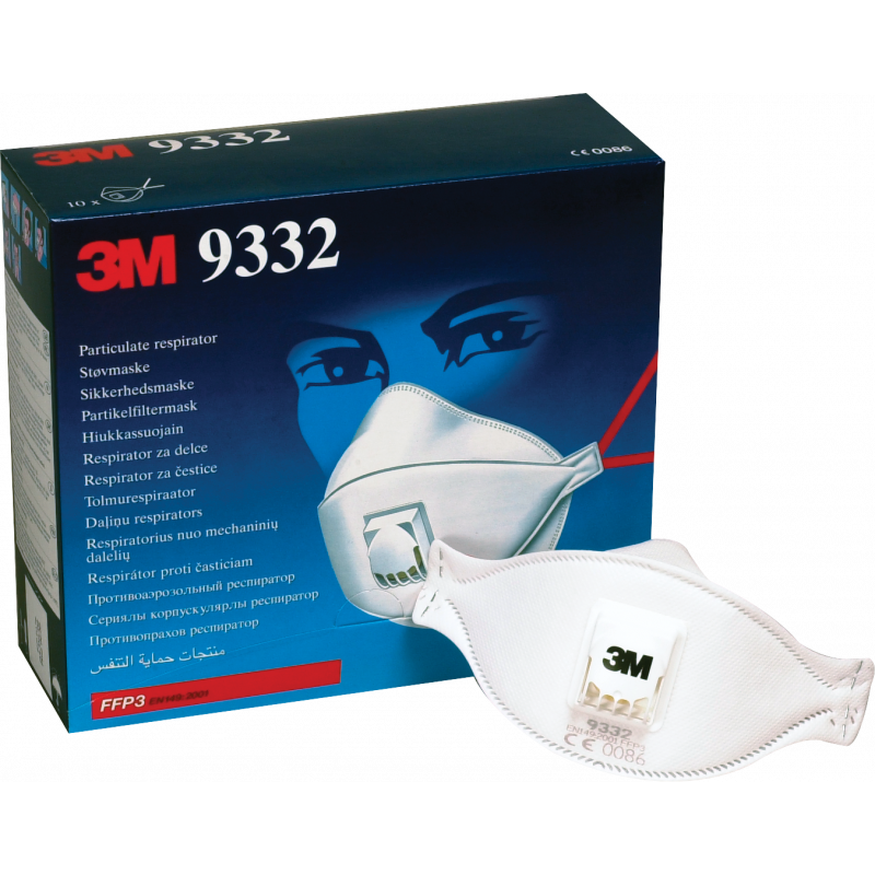 Ansiktsmask, andningsskydd, munskydd  FFP3 med ventil 10-pack 3M
