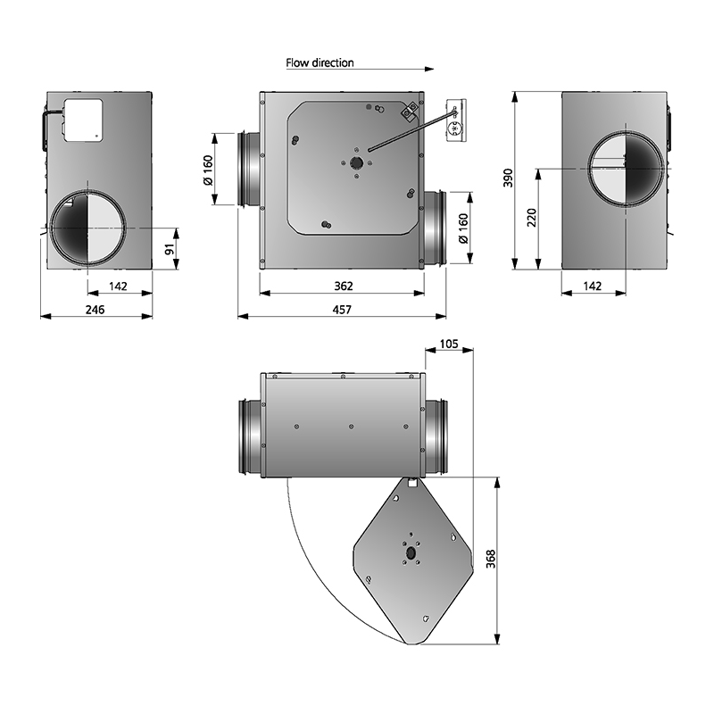 LPKB Silent 160 B1 man tp mått dimensioner 7540645